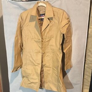 100% Leather Tan Trench Coat